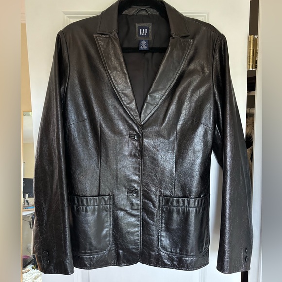 GAP Jackets & Blazers - Vintage GAP Women's Black Leather Jacket